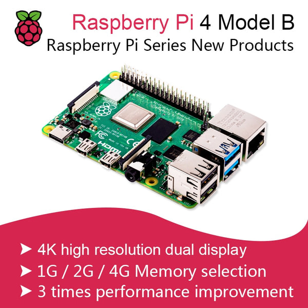 New 2019 Official Original Raspberry Pi 4 Model B Development Board Kit RAM 2G/4G 4 Core CPU 1.5Ghz 3 Speeder Than Pi 3B+